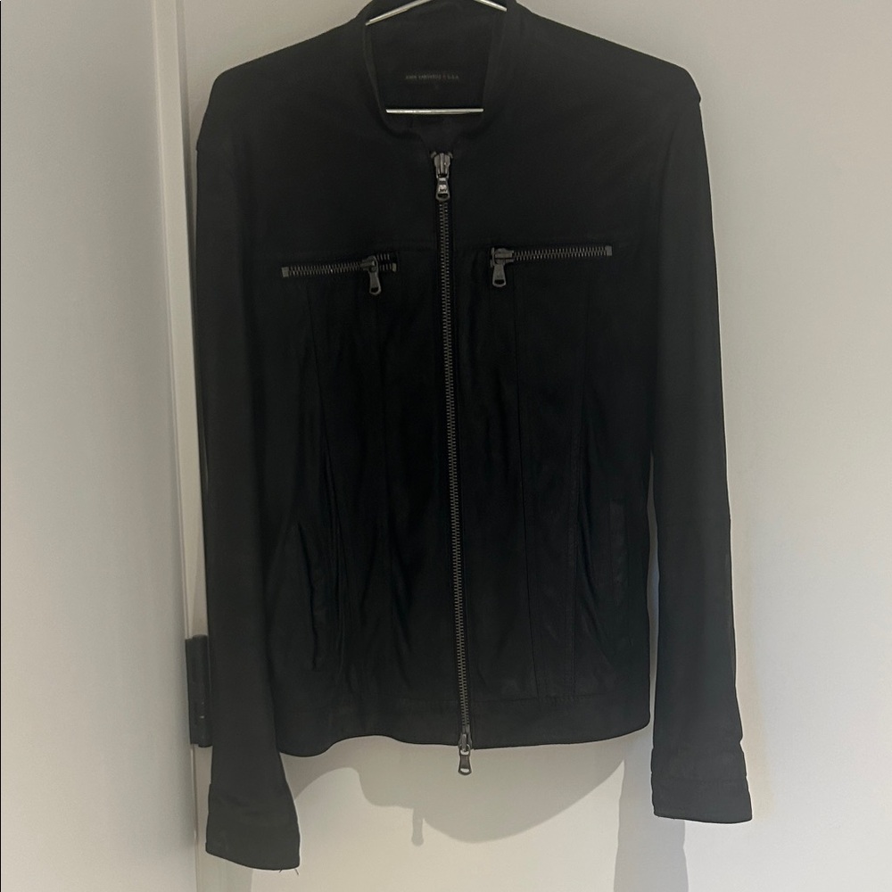 John Varvatos size small black suede Zip-Up Jacket